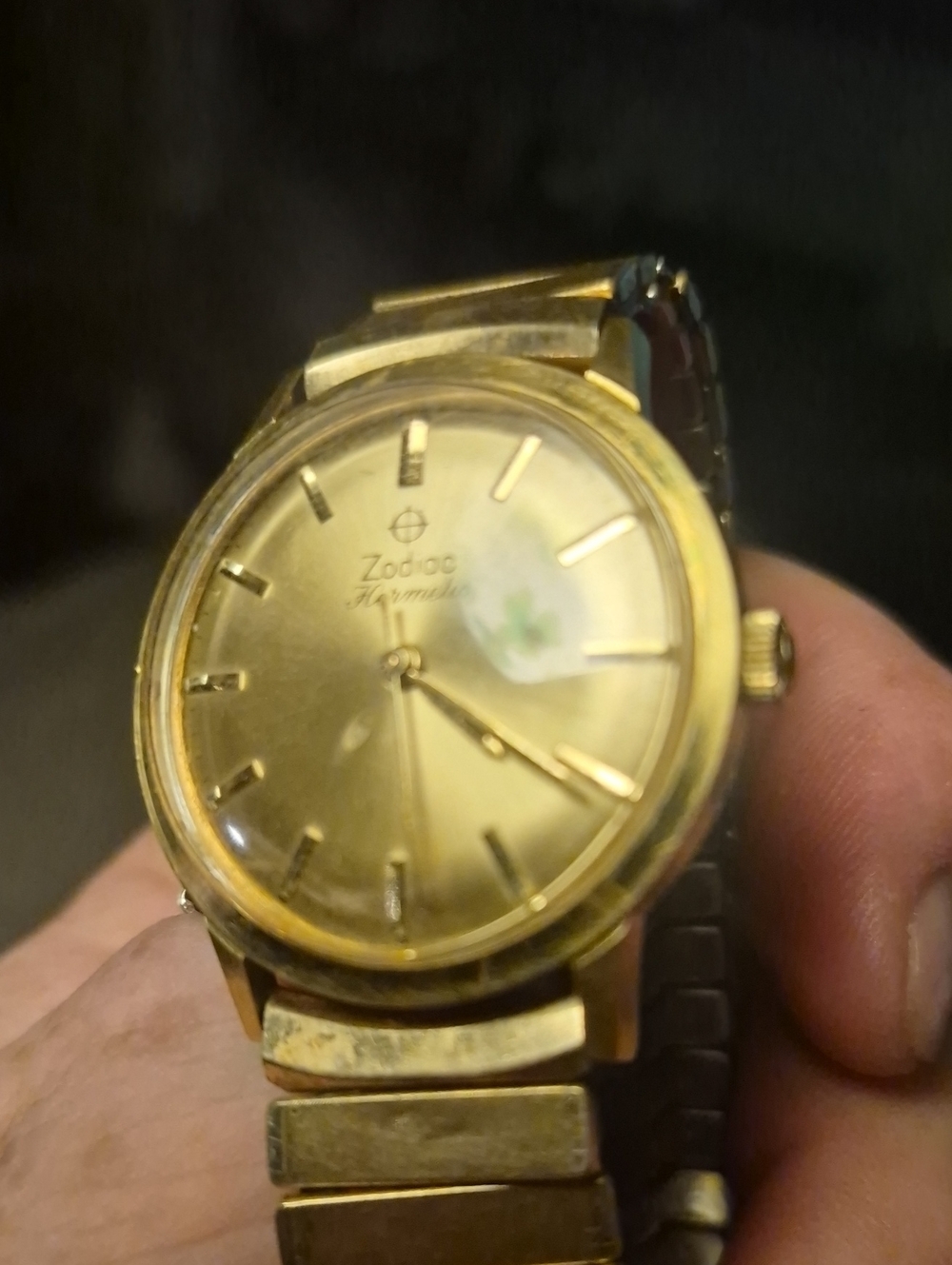 Zodiac Gold Dress Wristwatch with Gold Dial